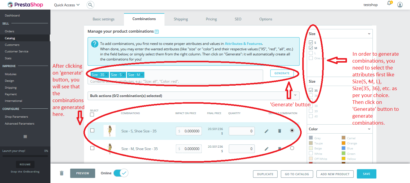 Products in Prestashop
