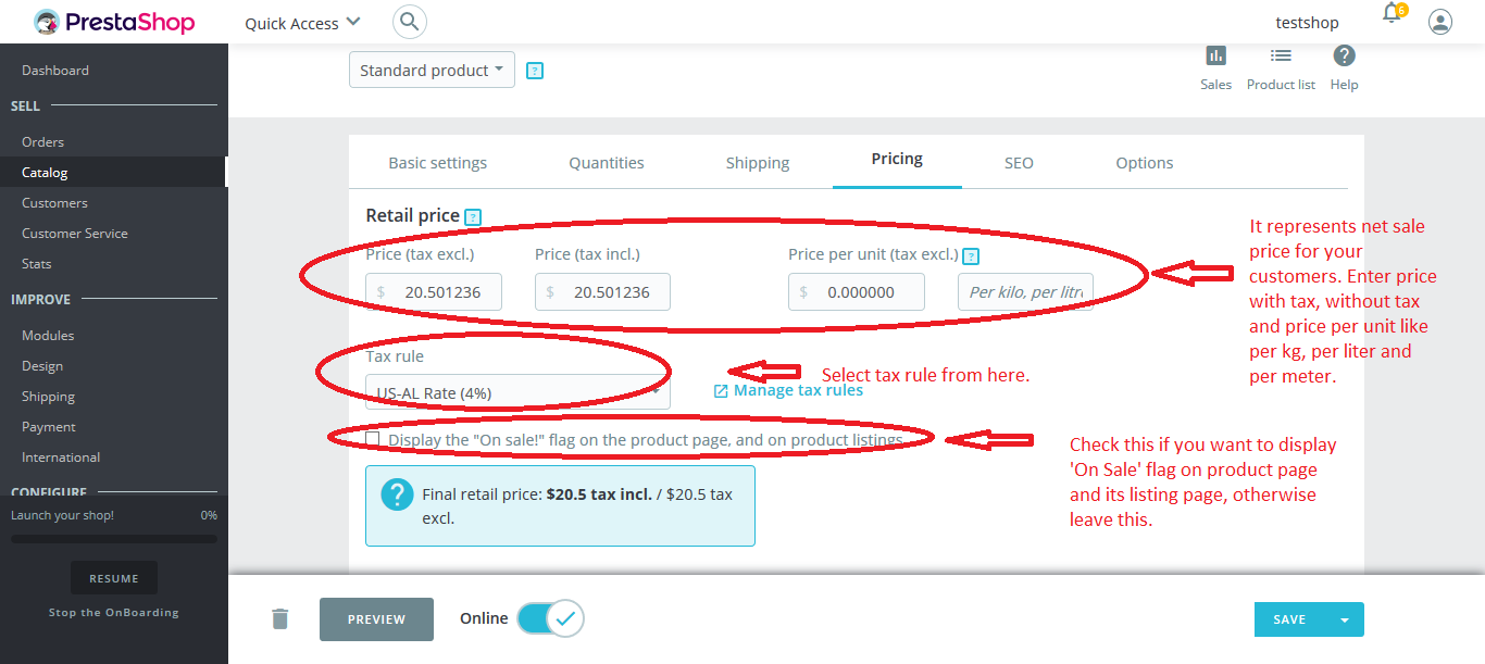 Retail price